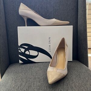 Nine West Nude Patent/Fabric Heels